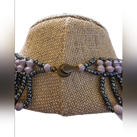 Stunning Gray/Blue & Lavender Beaded 18" Collar Statement Necklace - Picture 2 of 4